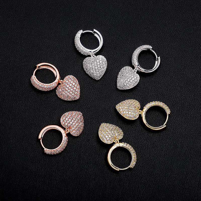 Electroplated Full Zircon Personalized Shiny Earrings