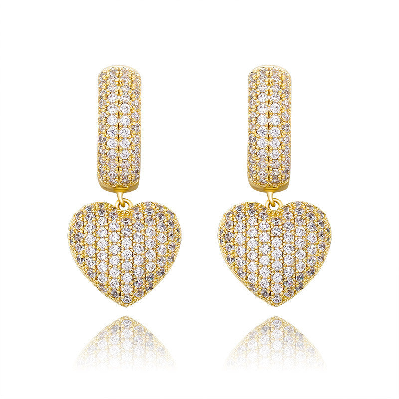 Electroplated Full Zircon Personalized Shiny Earrings