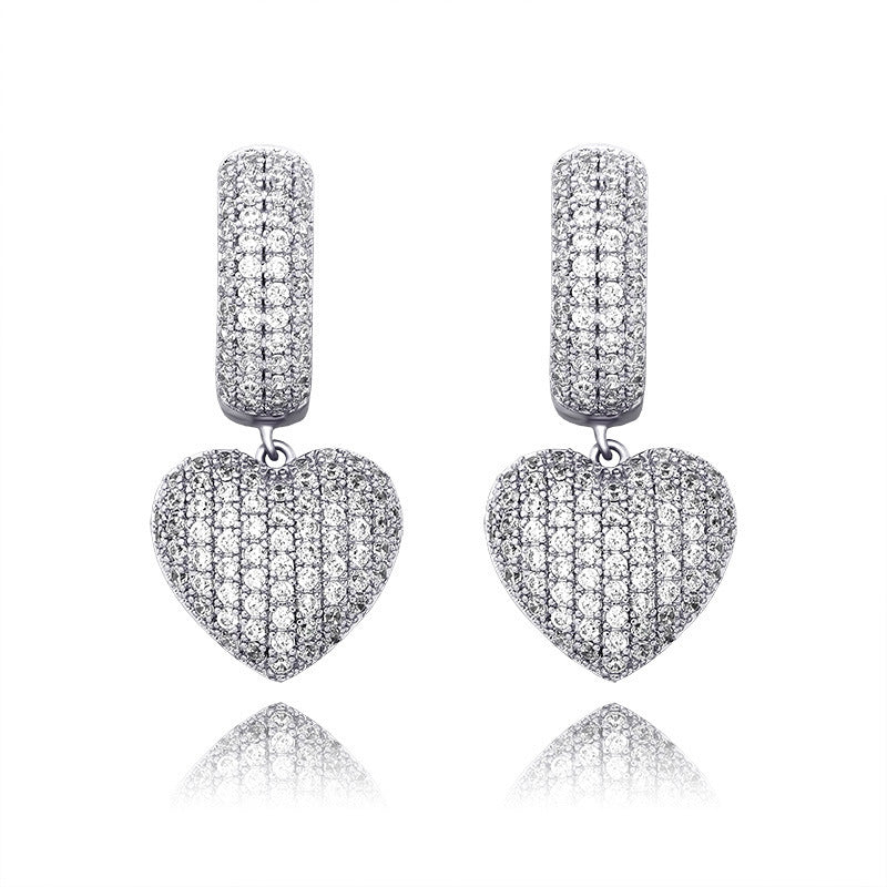 Electroplated Full Zircon Personalized Shiny Earrings