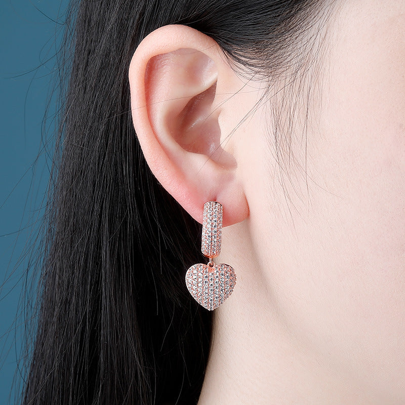 Electroplated Full Zircon Personalized Shiny Earrings