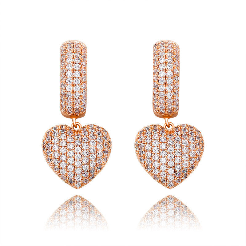 Electroplated Full Zircon Personalized Shiny Earrings
