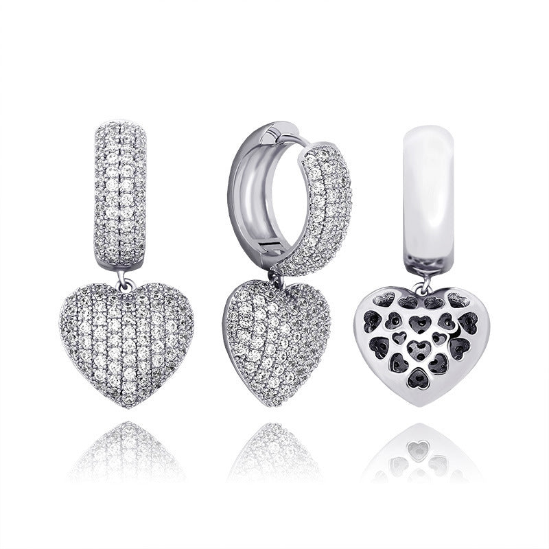 Electroplated Full Zircon Personalized Shiny Earrings