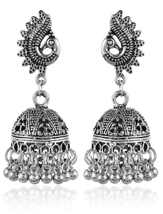 Oxidised Afghani Jhumka Earrings