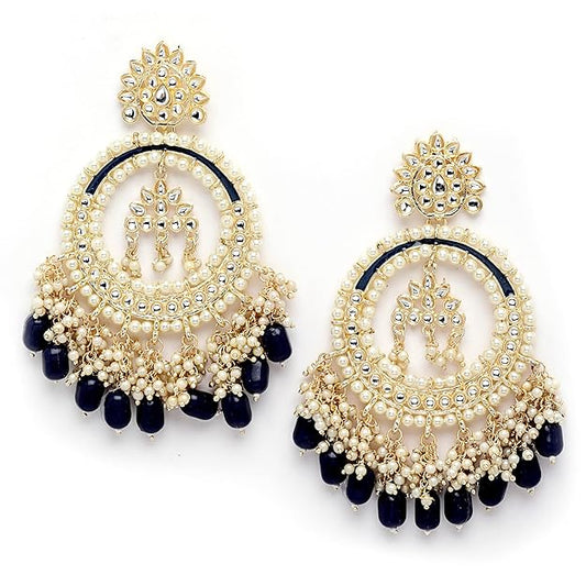 Royal Midnight Kundan Chandbali Earrings