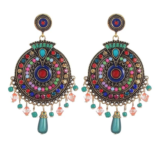Boho Chic Multi-Color Statement Earrings